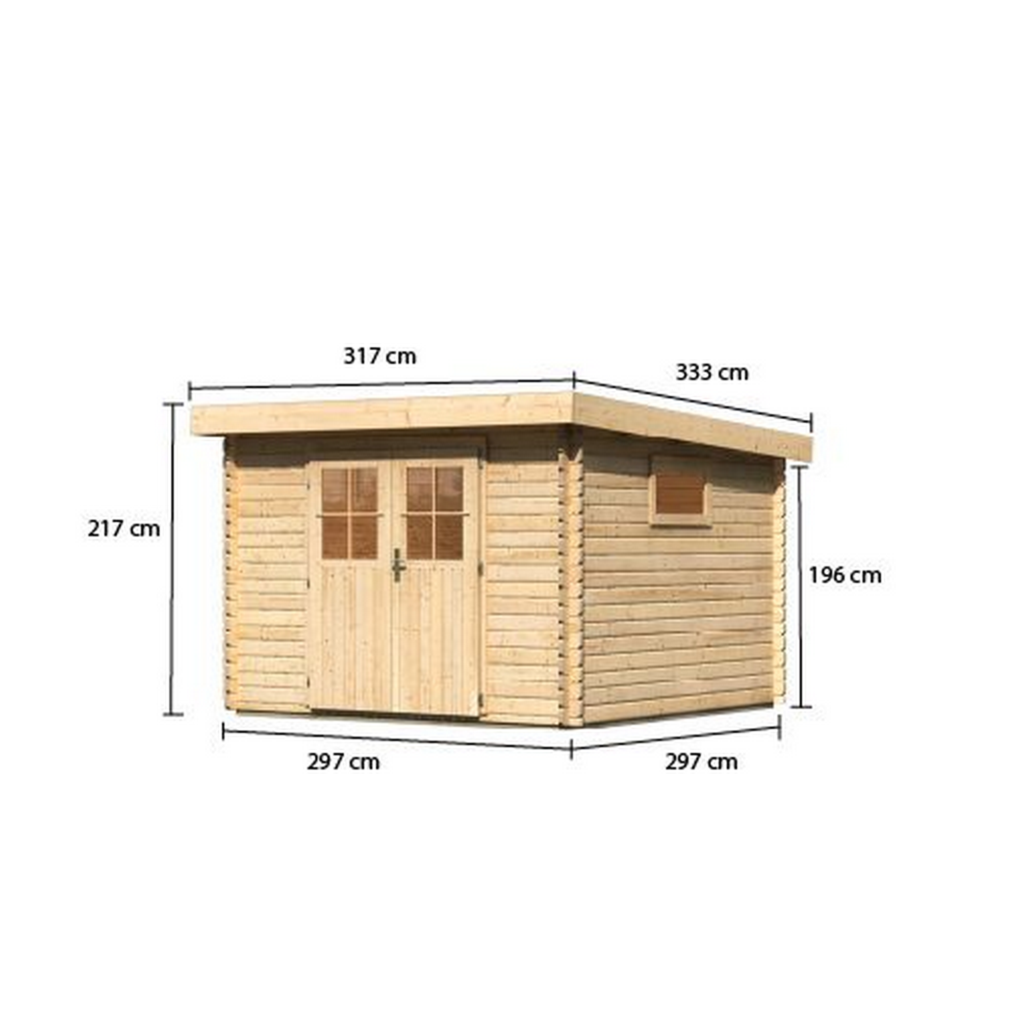 Gartenhaus Morgau 3 naturbelassen mit Maßen