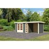 Gartenhaus mit Doppeltür und angebauter Überdachung