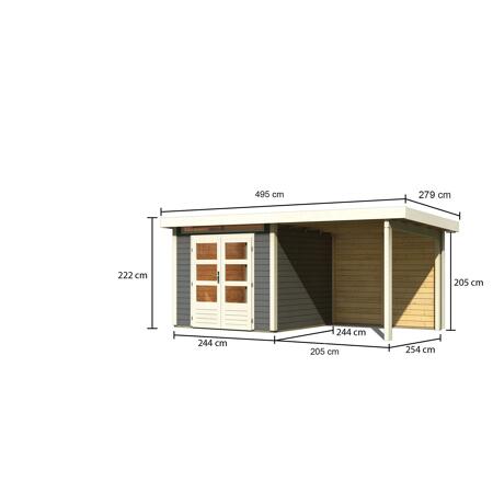 3. Bild von Gartenhaus-Set 'Landern 3' Fichtenholz terragrau 222 x 445 x 244 cm