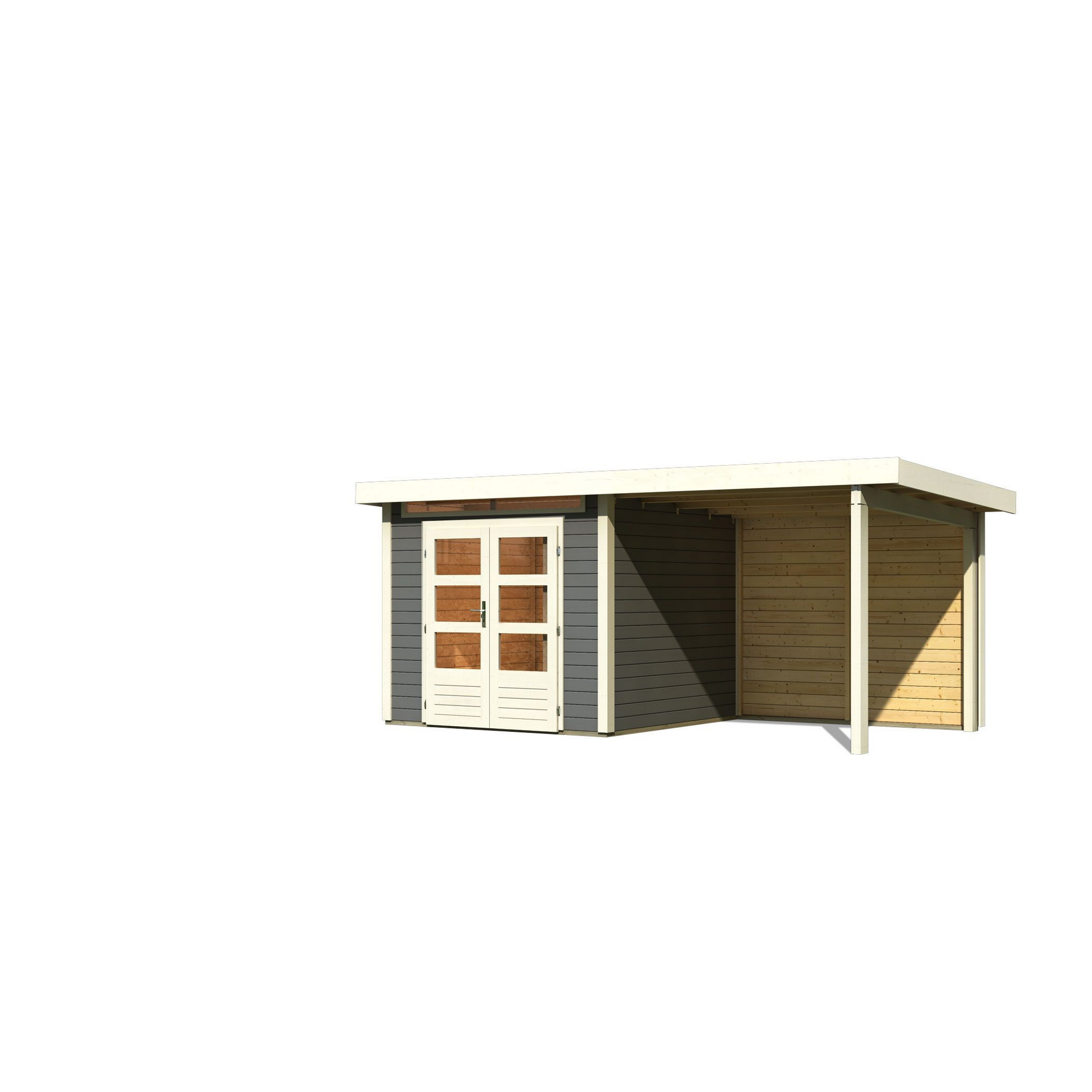 Gartenhaus-Set 'Landern 3' Fichtenholz terragrau 222 x 445 x 244 cm