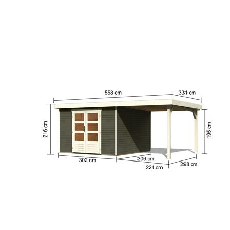 4. Bild von Gartenhaus-Set 'Salta 6' Fichtenholz terragrau 216 x 523 x 306 cm