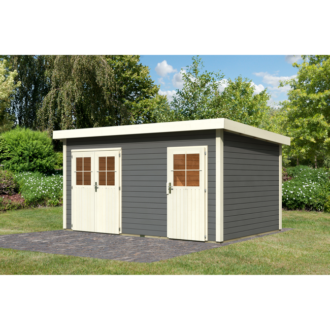 Bild von Gartenhaus 'Wattrup' Fichtenholz terragrau 230 x 424 x 274 cm