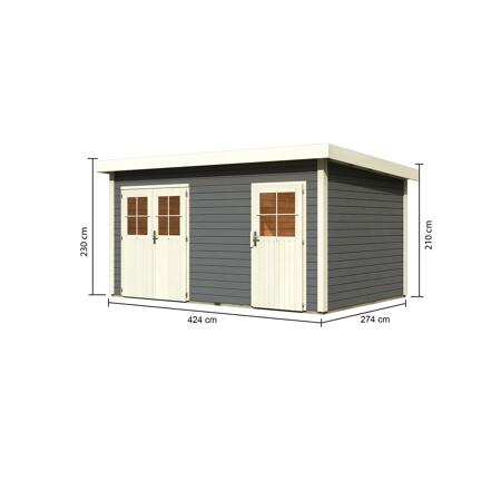 3. Bild von Gartenhaus 'Wattrup' Fichtenholz terragrau 230 x 424 x 274 cm