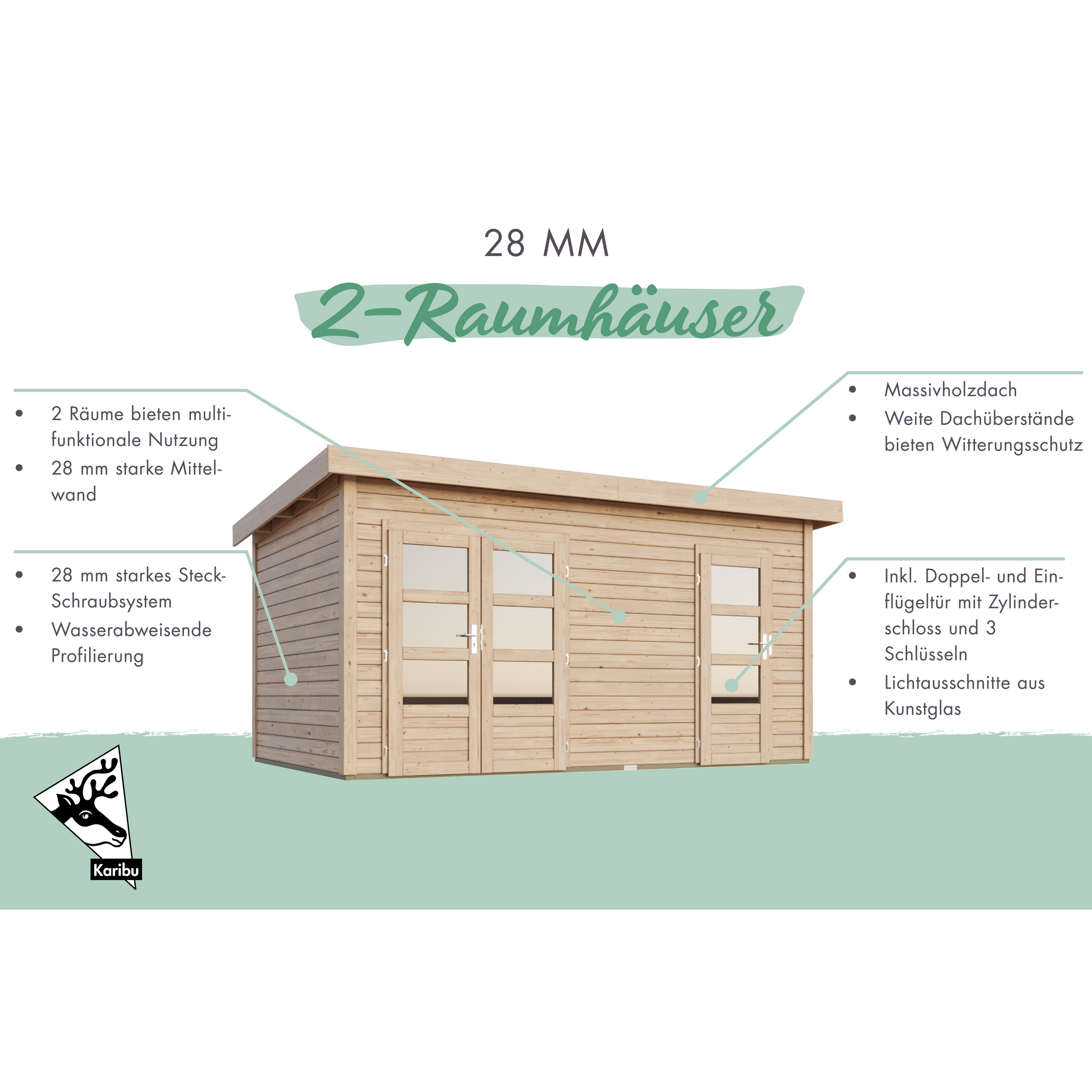 Gartenhaus 'Wattrup' Fichtenholz terragrau 230 x 424 x 274 cm