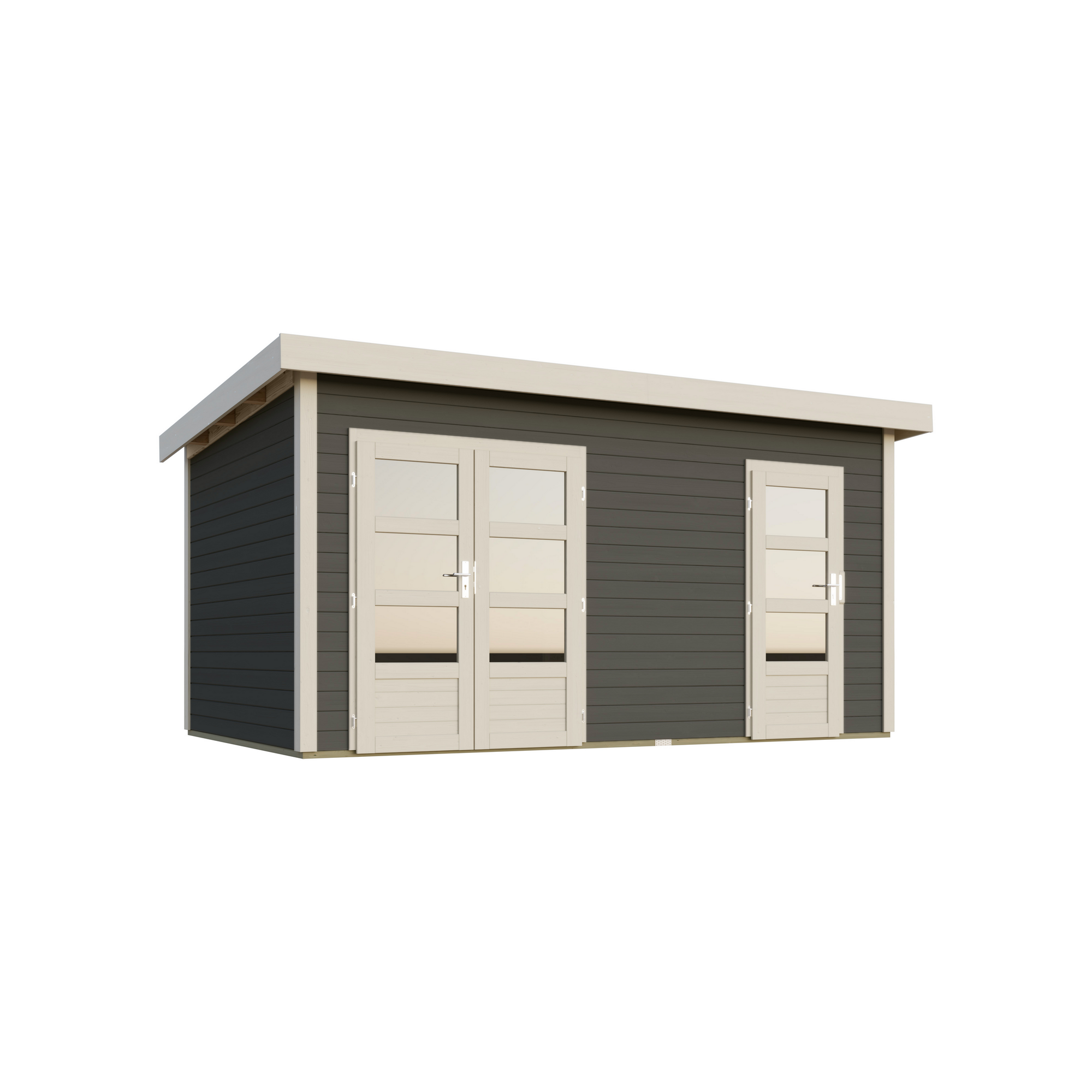 Gartenhaus 'Wattrup' Fichtenholz terragrau 230 x 424 x 274 cm