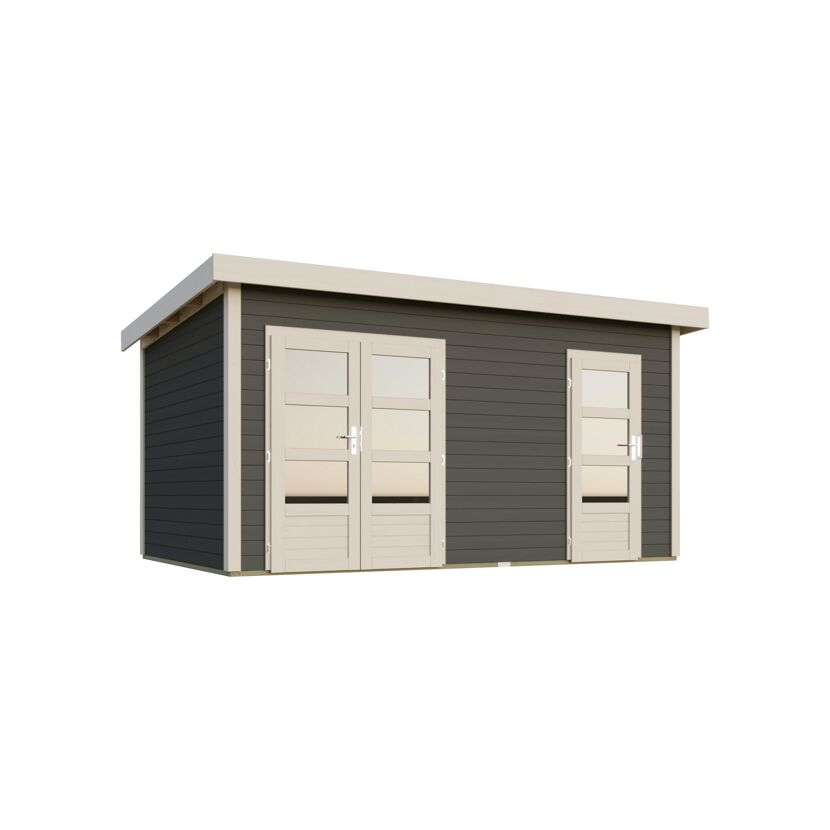 Gartenhaus 'Wattrup' Fichtenholz terragrau 230 x 424 x 274 cm
