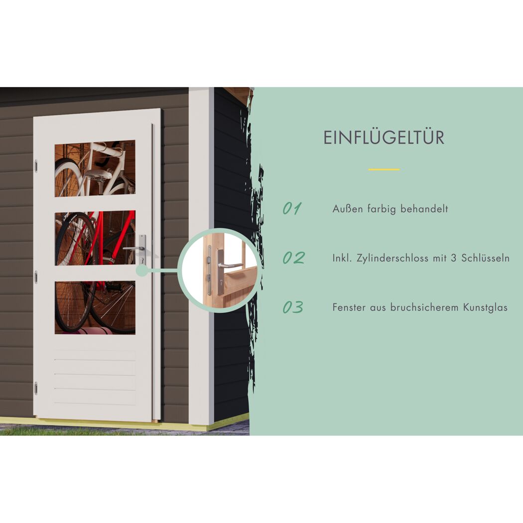 Gartenhaus 'Wattrup' Fichtenholz terragrau 230 x 424 x 274 cm