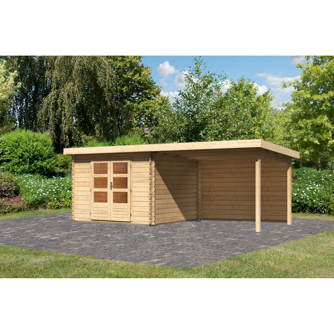 Bild von Gartenhaus-Set 'Kastrup 3' Fichtenholz naturbelassen 222 x 580 x 297 cm