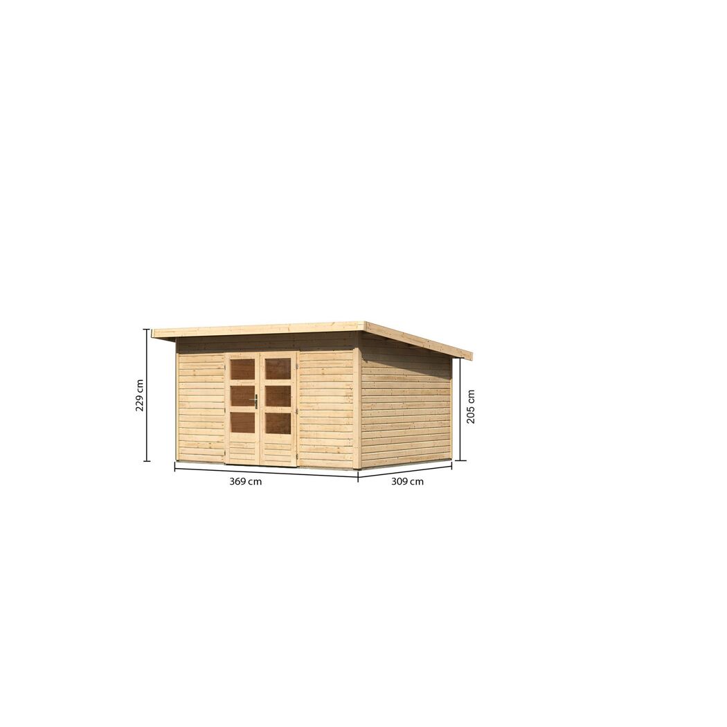 Gartenhaus aus Holz mit Doppeltür und Maßen