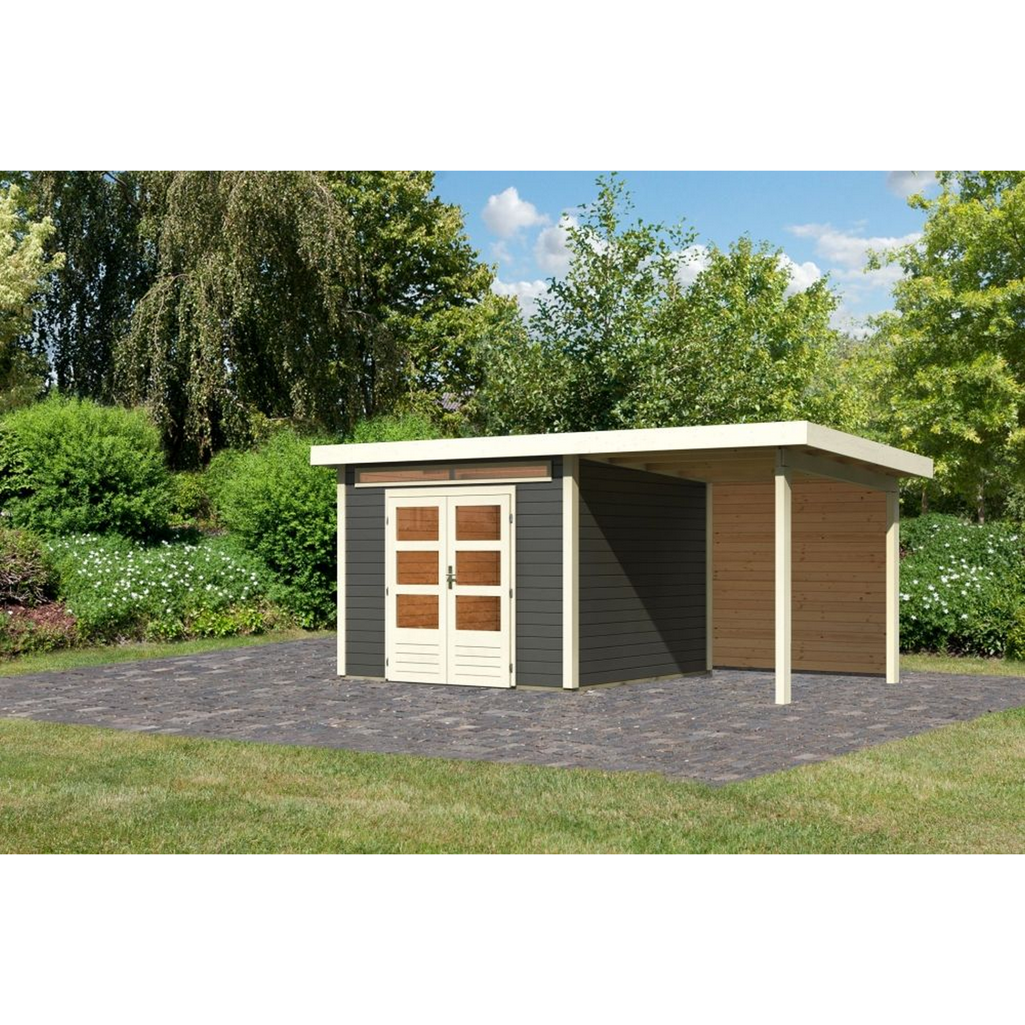 Gartenhaus-Set 'Landern 6' Fichtenholz terragrau 222 x 505 x 274 cm
