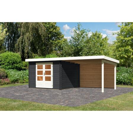 2. Bild von Gartenhaus-Set 'Kastrup 5' Fichtenholz anthrazit 222 x 297 x 297 cm