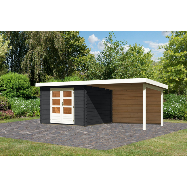 Bild von Gartenhaus-Set 'Kastrup 5' Fichtenholz anthrazit 222 x 297 x 297 cm