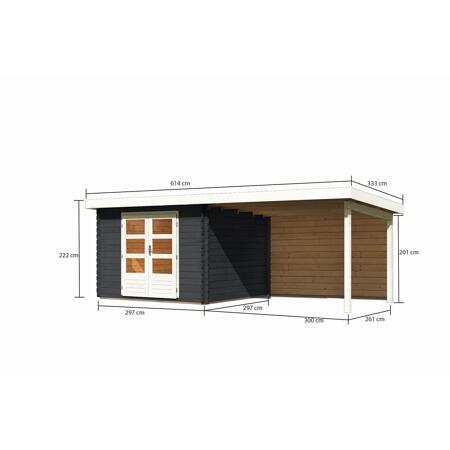 3. Bild von Gartenhaus-Set 'Kastrup 5' Fichtenholz anthrazit 222 x 297 x 297 cm