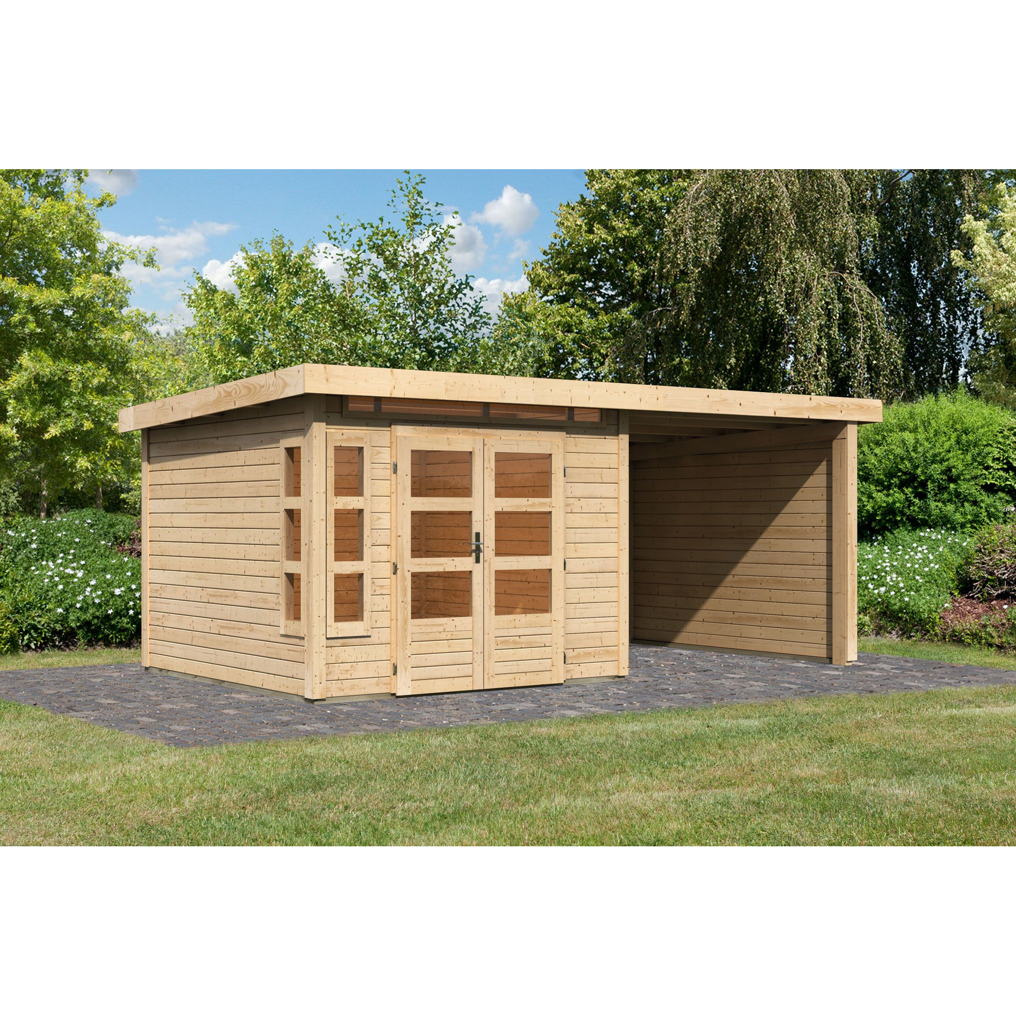 Gartenhaus-Set 'Mastorf 6' Fichtenholz naturbelassen 222 x 505 x 274 cm