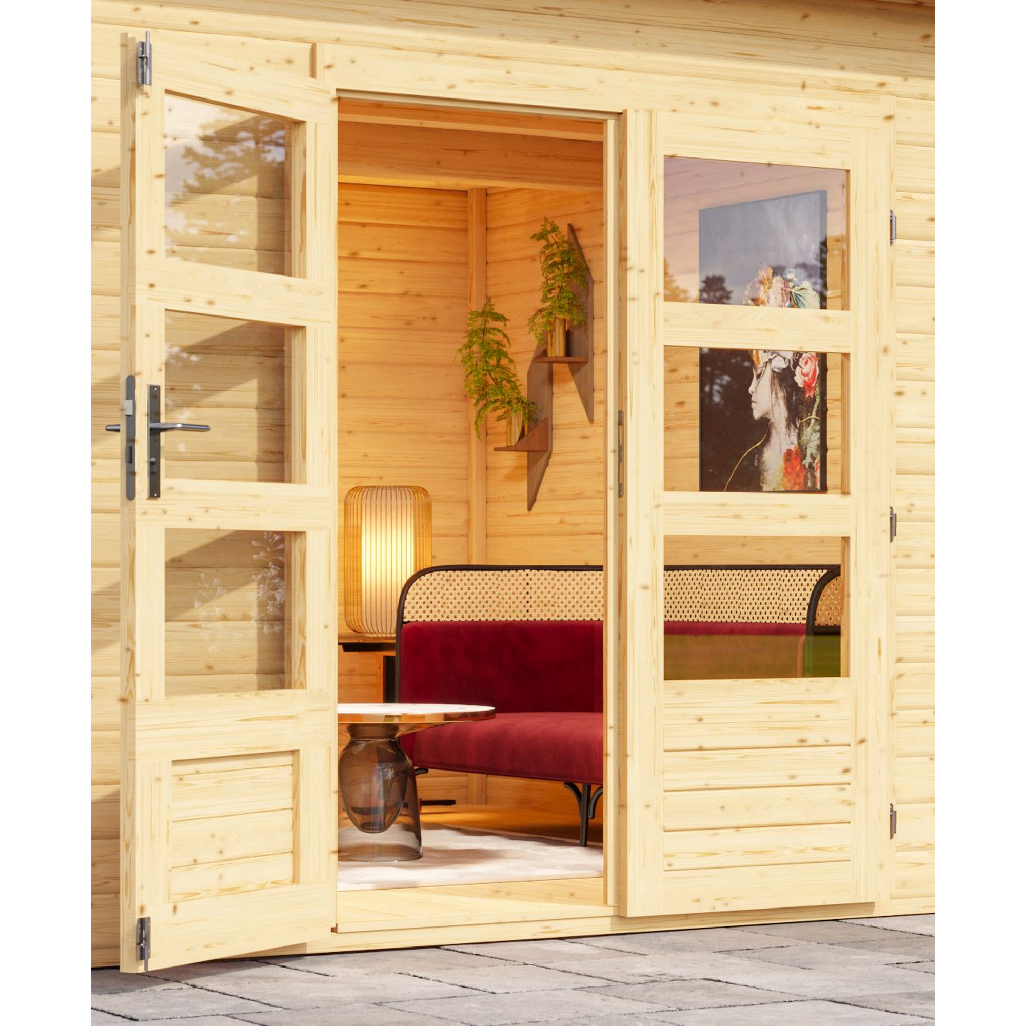 Gartenhaus 'Fortheim 5' Fichtenholz naturbelassen 229,5 x 369 x 369 cm