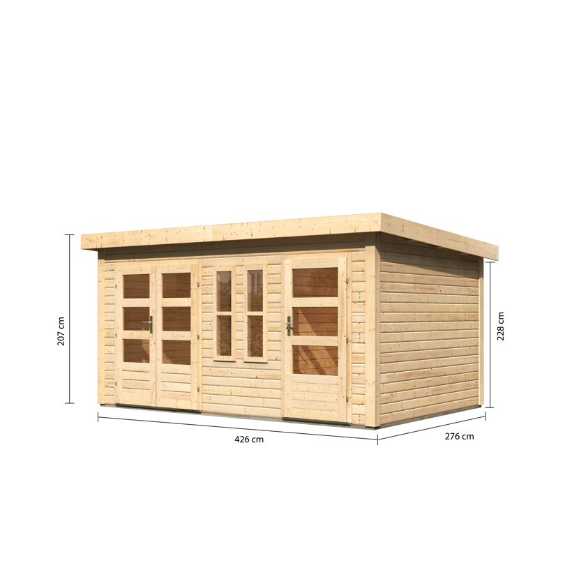 Gartenhaus Kroenbuch 2 naturbelassen mit Maßen