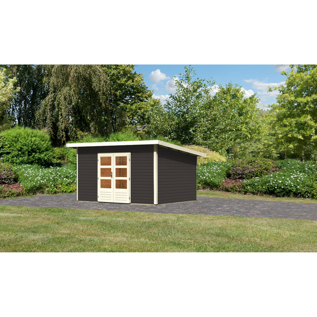 Bild von Gartenhaus 'Fortheim 4' Fichtenholz terragrau 229,5 x 369 x 309 cm