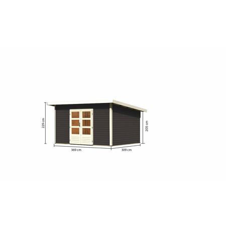 3. Bild von Gartenhaus 'Fortheim 4' Fichtenholz terragrau 229,5 x 369 x 309 cm
