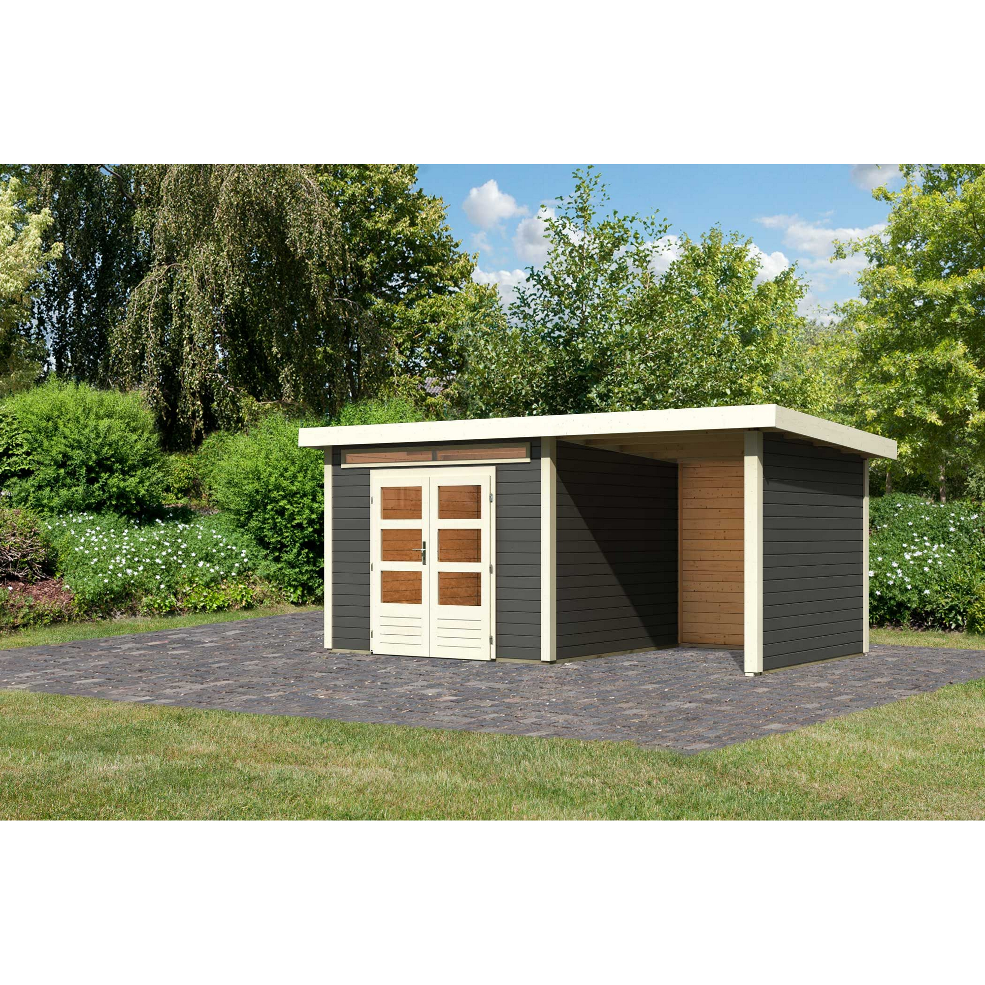 Gartenhaus-Set 'Landern 6' Fichtenholz terragrau 222 x 505 x 274 cm