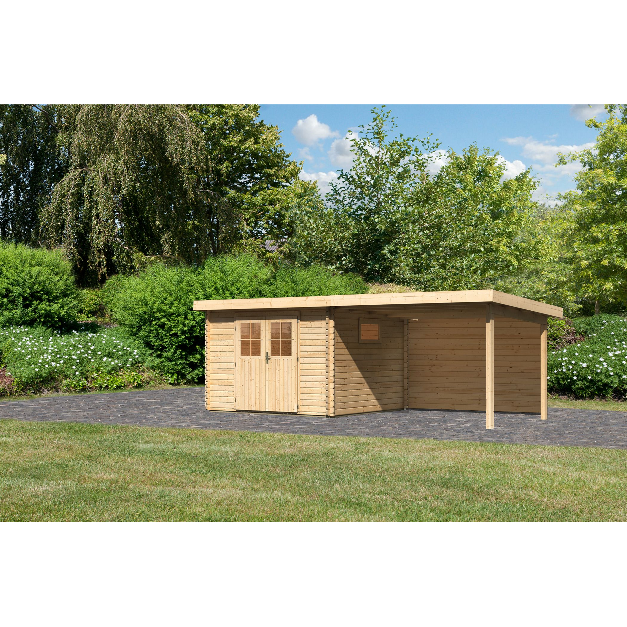 Gartenhaus-Set 'Morgau 3' Fichtenholz naturbelassen 217 x 581 x 297 cm