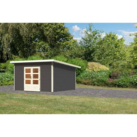 2. Bild von Gartenhaus 'Fortheim 5' Fichtenholz terragrau 229,5 x 369 x 369 cm