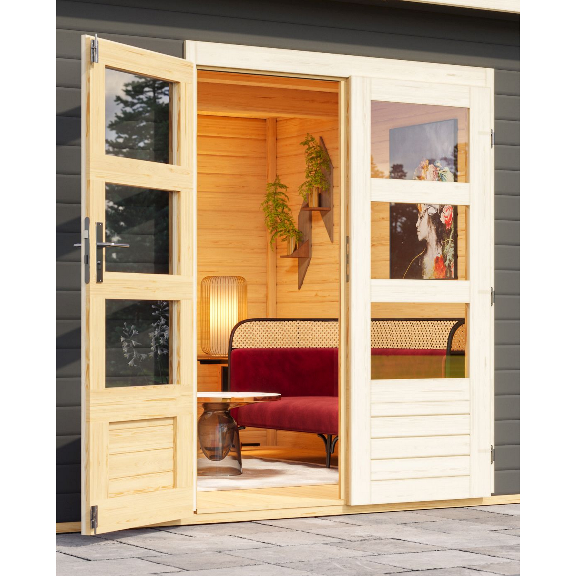 Gartenhaus 'Fortheim 5' Fichtenholz terragrau 229,5 x 369 x 369 cm