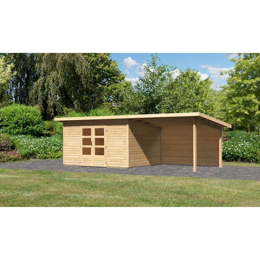 Gartenhaus aus Holz mit Anbau