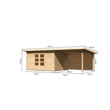 4. Bild von Gartenhaus-Set 'Fortheim 4' Fichtenholz naturbelassen 229,5 x 664 x 309 cm