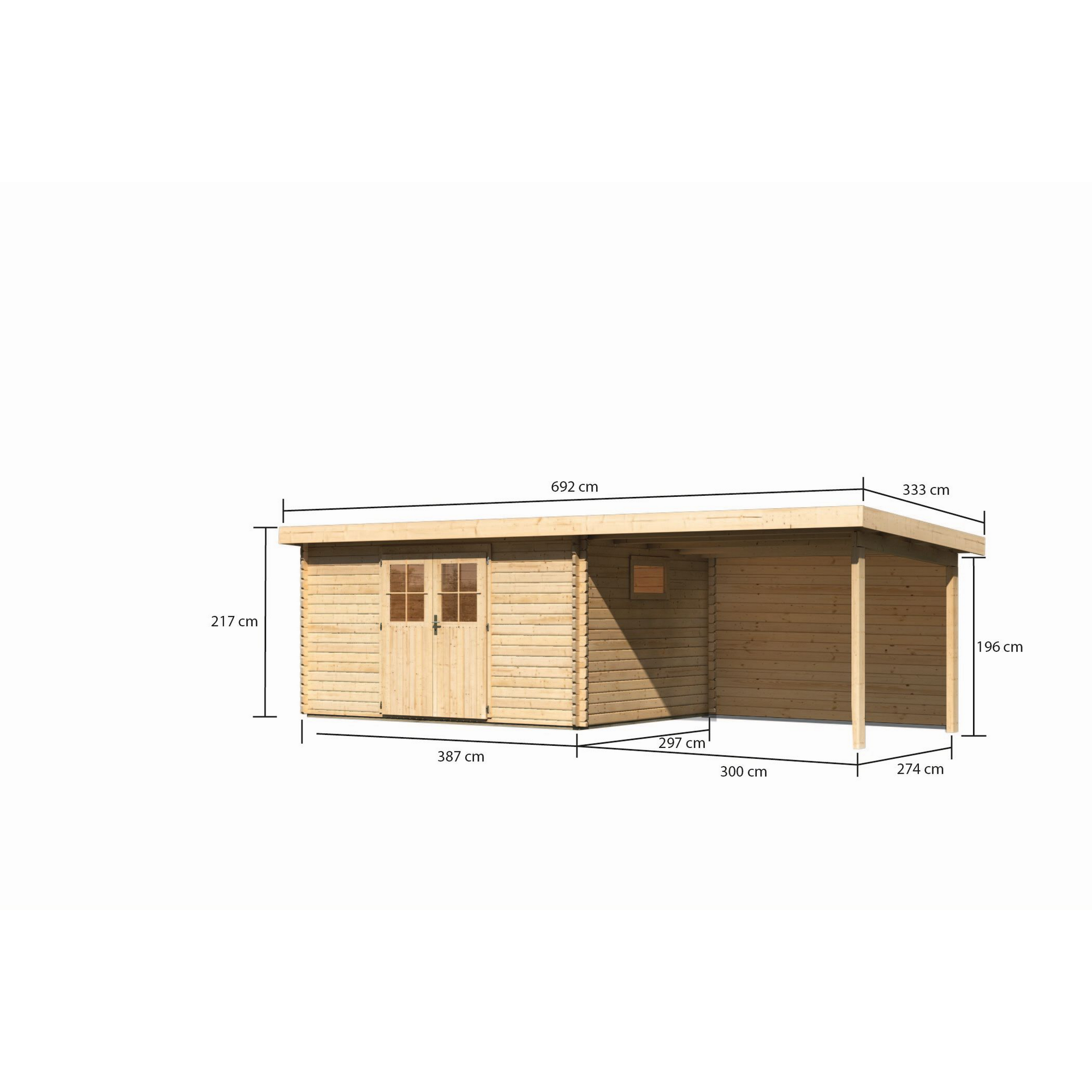Gartenhaus-Set 'Morgau 5' Fichtenholz naturbelassen 217 x 669 x 297 cm