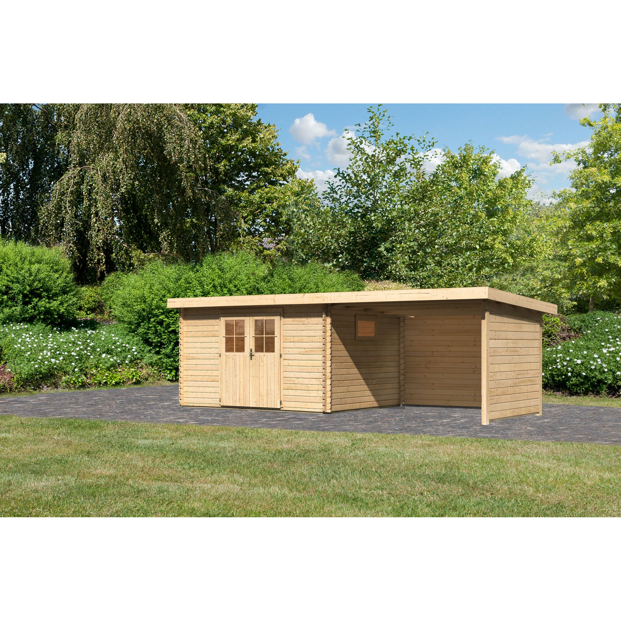 Gartenhaus-Set 'Morgau 4' Fichtenholz naturbelassen 217 x 639 x 297 cm