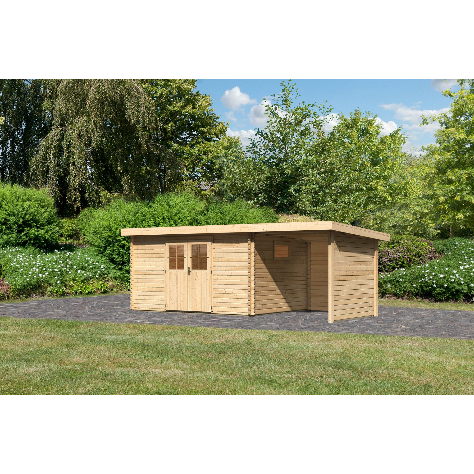 Gartenhaus-Set 'Morgau 5' Fichtenholz naturbelassen 217 x 569 x 297 cm