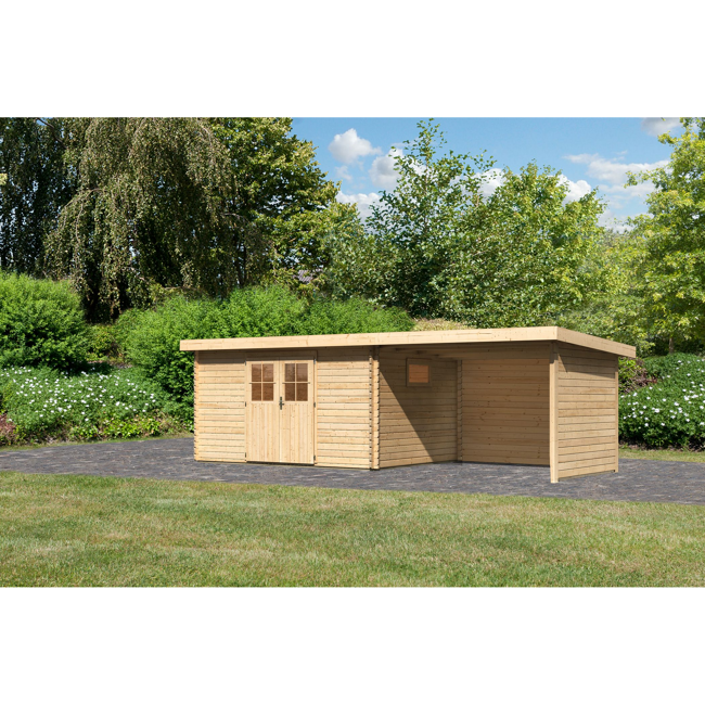 Bild von Gartenhaus-Set 'Morgau 5' Fichtenholz naturbelassen 217 x 669 x 297 cm