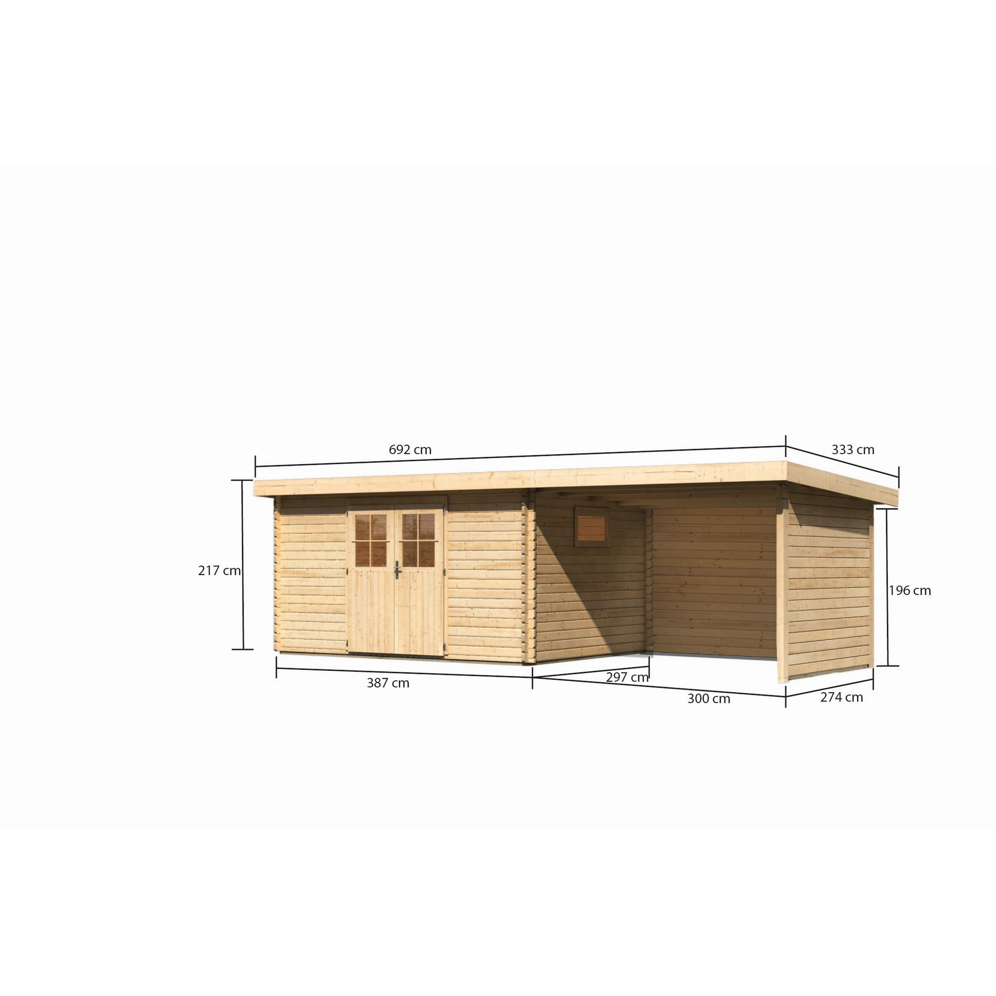 Gartenhaus-Set 'Morgau 5' Fichtenholz naturbelassen 217 x 669 x 297 cm