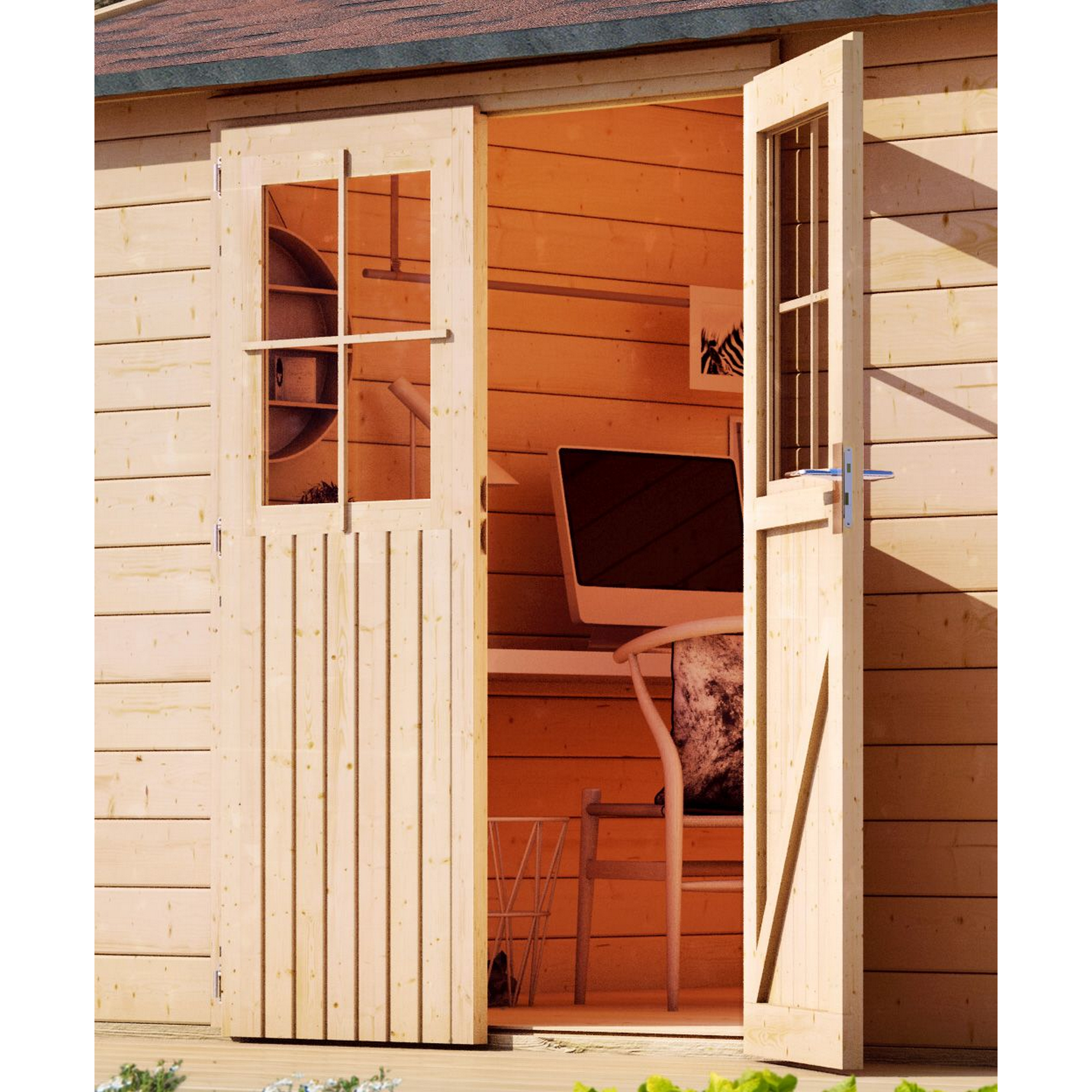 Gartenhaus-Set 'Morgau 5' Fichtenholz naturbelassen 217 x 669 x 297 cm