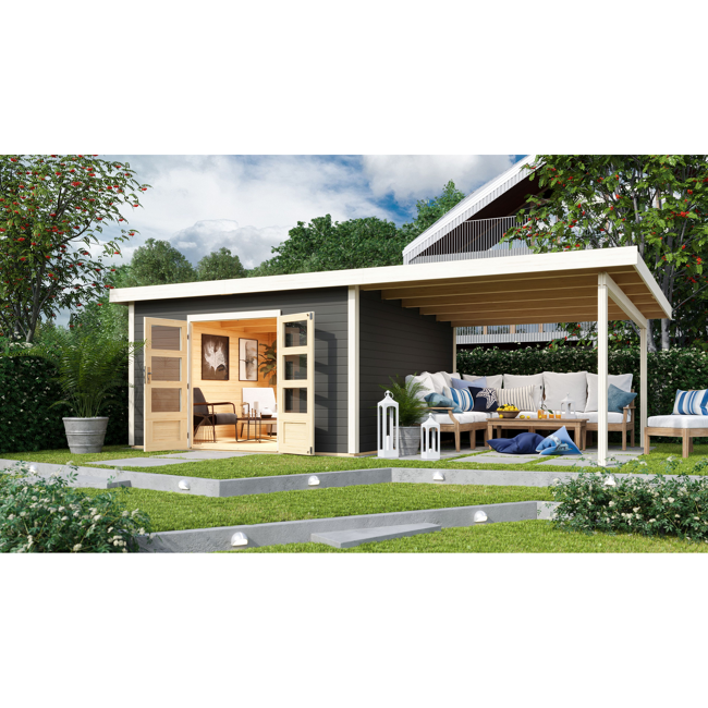 Bild von Gartenhaus-Set 'Fortheim 5' Fichtenholz terragrau 229,5 x 665 x 369 cm