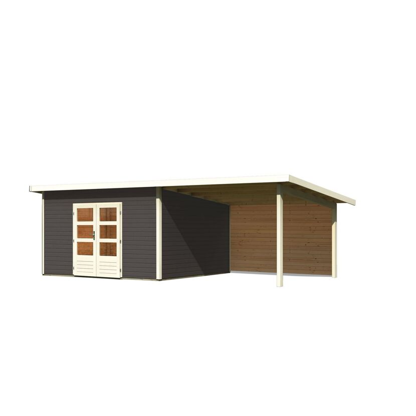 Gartenhaus-Set 'Fortheim 5' Fichtenholz terragrau 229,5 x 665 x 369 cm