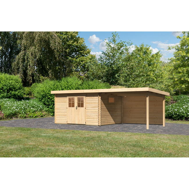 Bild von Gartenhaus-Set 'Morgau 4' Fichtenholz naturbelassen 217 x 639 x 297 cm