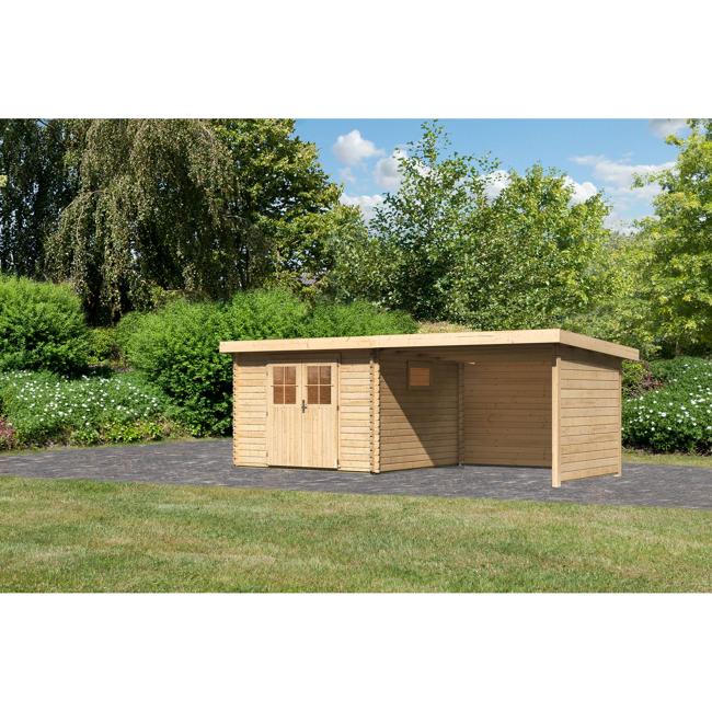 Bild von Gartenhaus-Set 'Morgau 3' Fichtenholz naturbelassen 217 x 581 x 297 cm