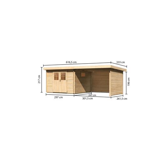 3. Bild von Gartenhaus-Set 'Morgau 3' Fichtenholz naturbelassen 217 x 581 x 297 cm
