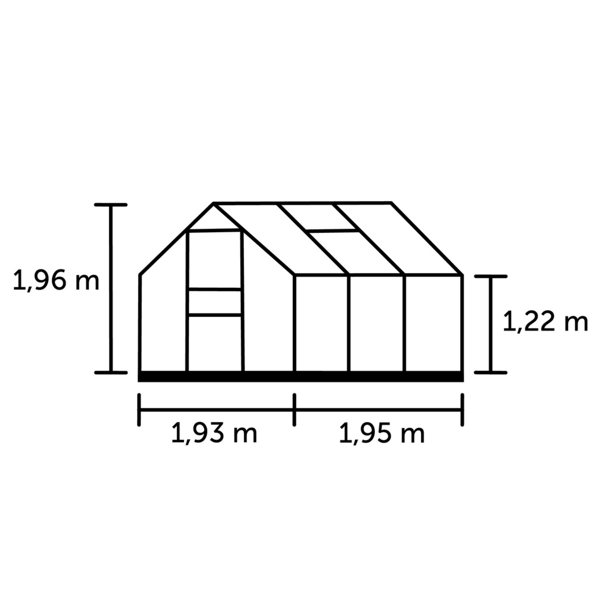 Halls Gewächshaus ‹Popular 66› 3,8 m², 4 mm Stegdoppelplatten, Schwarz