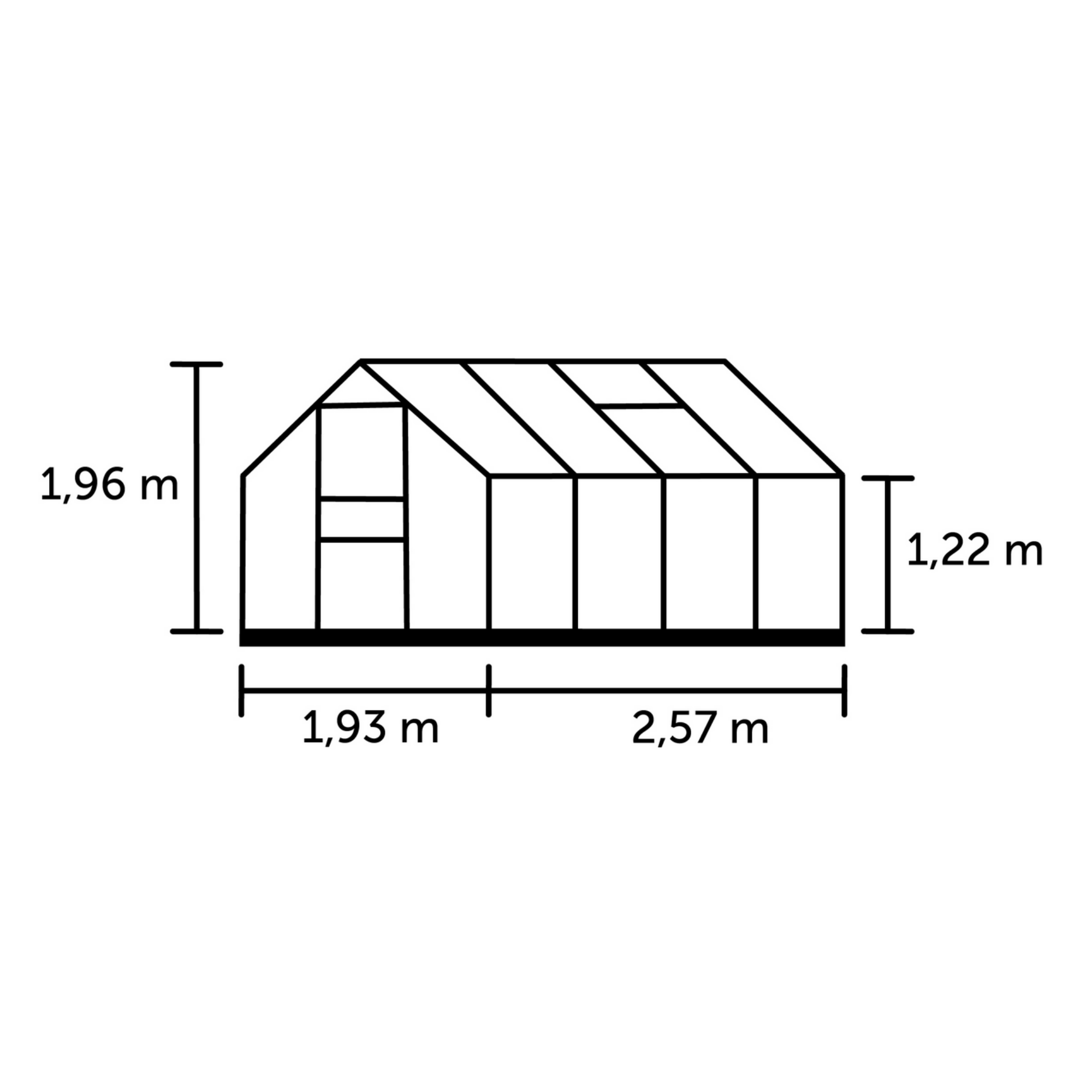 Halls Gewächshaus ‹Popular 86› 5,0 m², 3 mm Sicherheitsglas, Schwarz