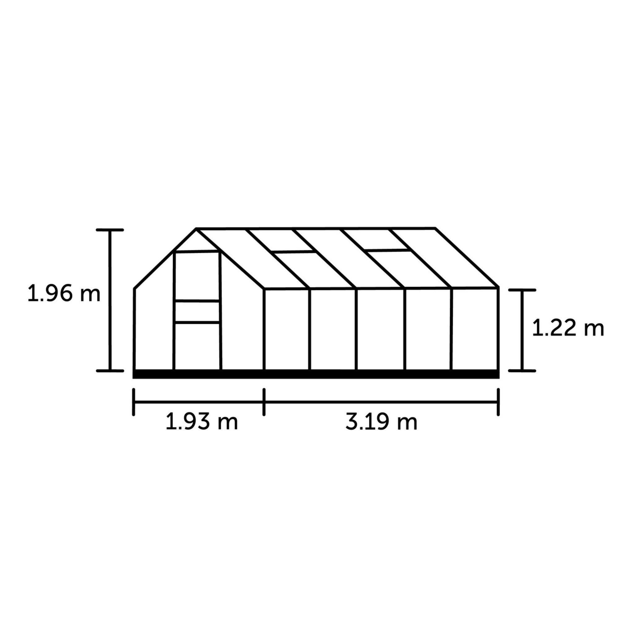 Gewächshaus 'Popular 106' 193 x 319 cm mit 3 mm Blankglas schwarz + product picture