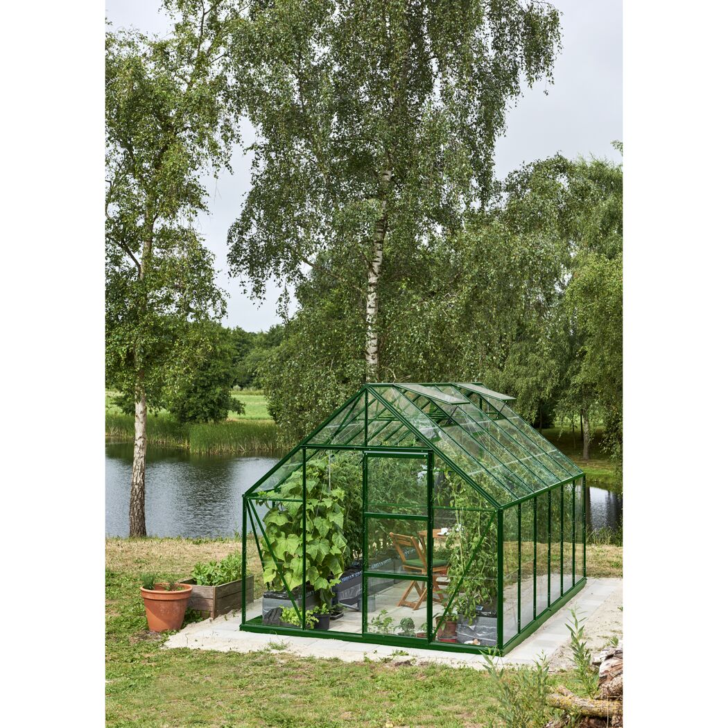 Gewächshaus 'Universal 128' 257 x 384 cm mit 3 mm Blankglas grün