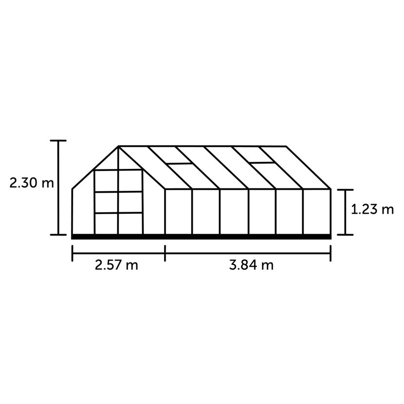 Gewächshaus 'Universal 128' 257 x 384 cm mit 3 mm Blankglas grün