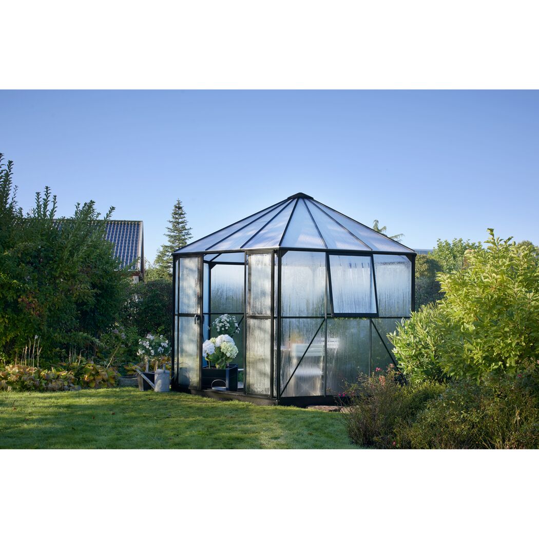 Gewächshaus 'Atrium' 375 x 325 cm mit 3 mm Sicherheitsglas schwarz