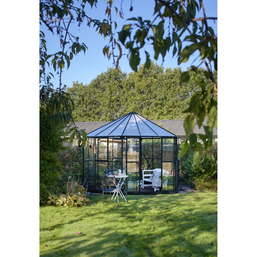 Gewächshaus 'Atrium' 375 x 325 cm mit 3 mm Sicherheitsglas schwarz