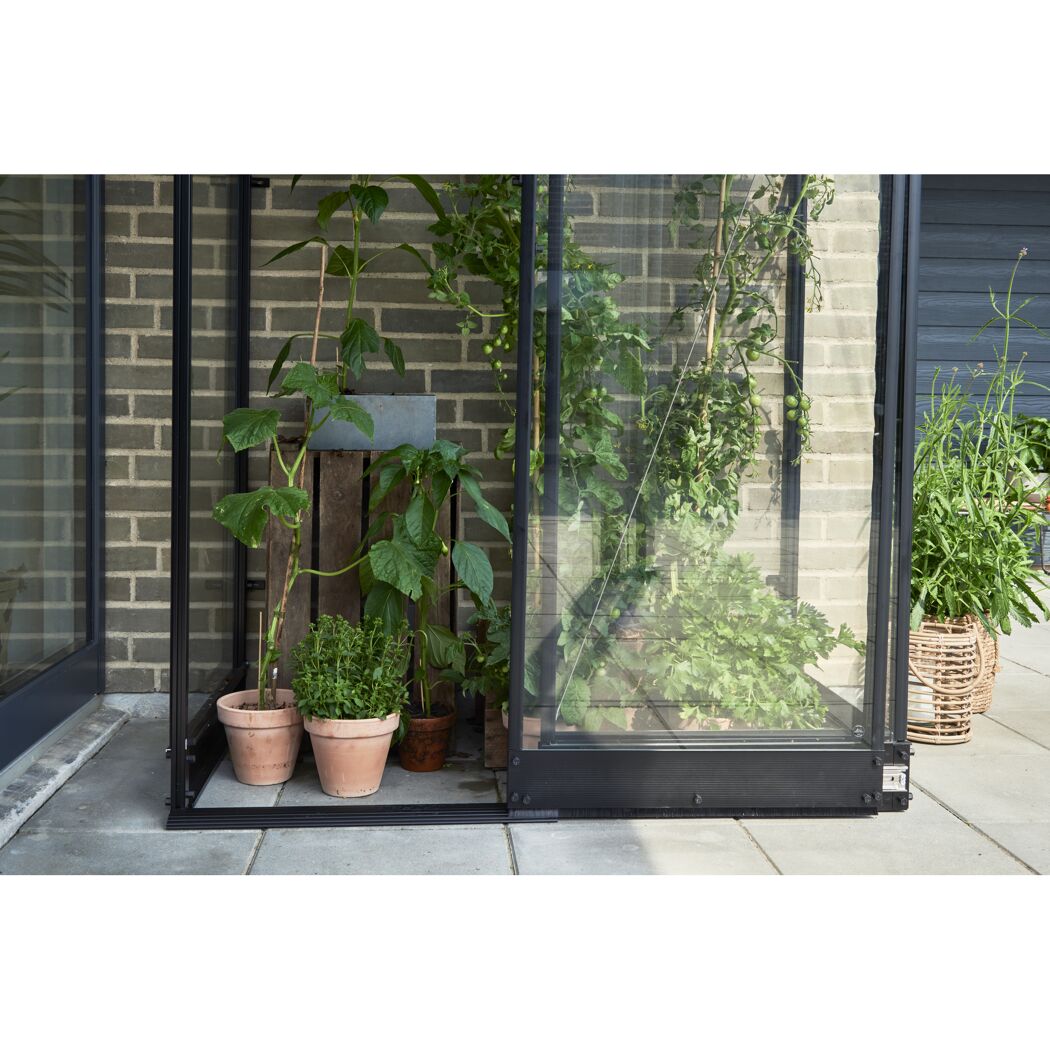 Anlehngewächshaus 'Qube Lean-to 24' 65 x 127 cm mit 3 mm Sicherheitsglas schwarz