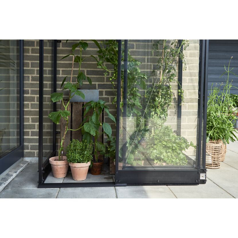 Anlehngewächshaus 'Qube Lean-to 24' 65 x 127 cm mit 3 mm Sicherheitsglas schwarz