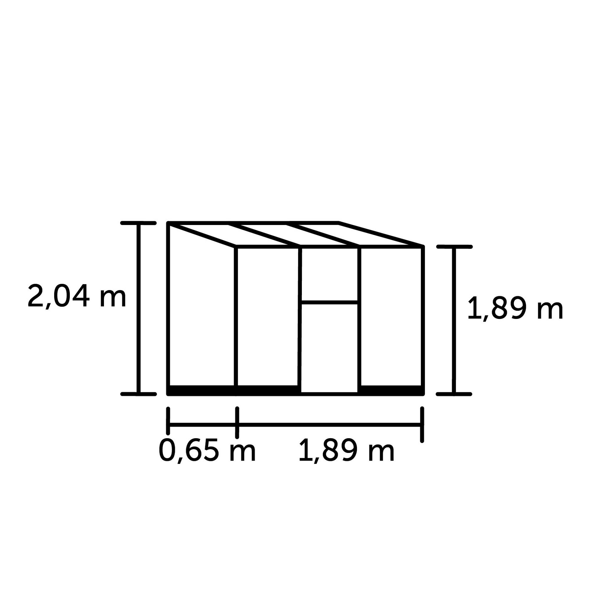 Anlehngewächshaus 'Qube Lean-to 26' 1,2 m² 65 x 189 cm 3 mm Sicherheitsglas schwarz + product picture