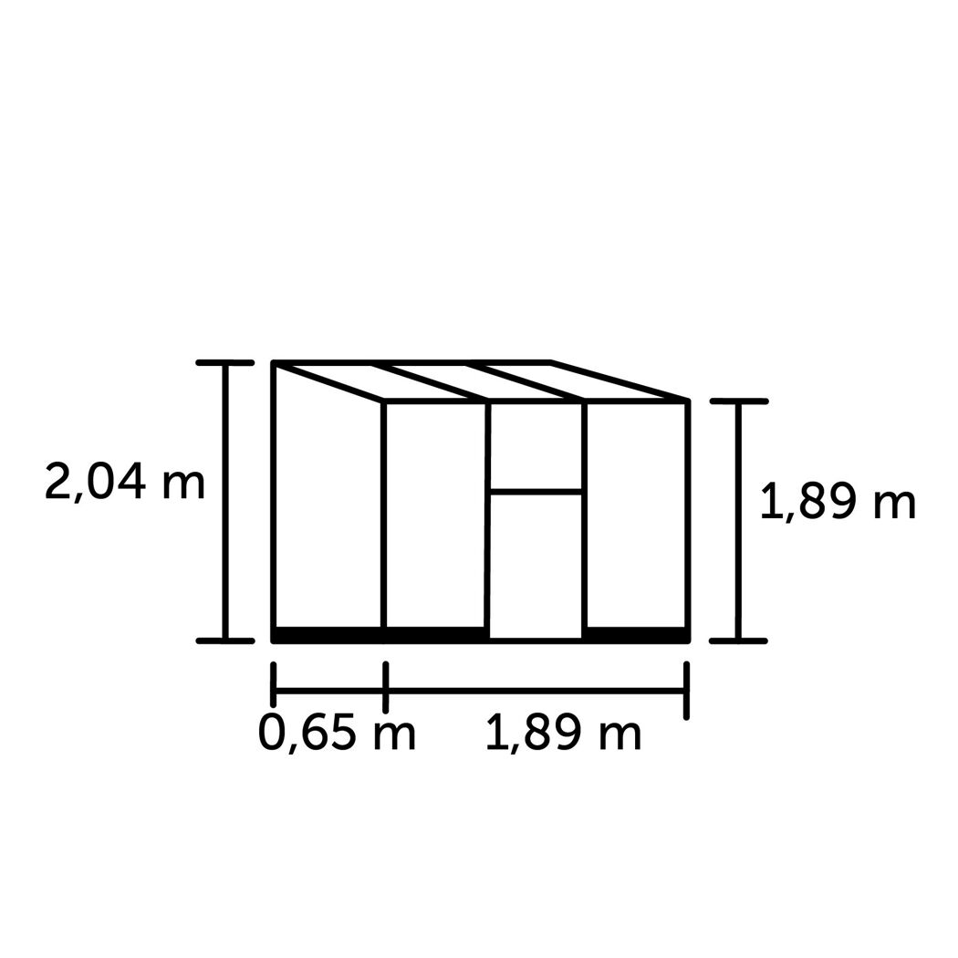 Anlehngewächshaus 'Qube Lean-to 26' 65 x 189 cm mit 3 mm Sicherheitsglas schwarz